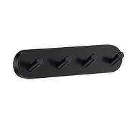 Black Brass Quadruple Towel Hook Wall Mounted Bathroom Storage Smedbo UK Black One Size