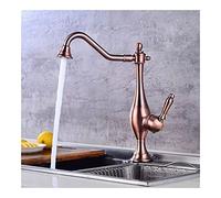 Black Brass Retro Teapot Type Kitchen Faucet - 360° Rotate Brushed Gold Mixer for Cold Hot Water Crane Sink Taps Faucets(Rose Gold,with Hose Size 1-2)