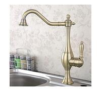 Black Brass Retro Teapot Type Kitchen Faucet - 360° Rotate Brushed Gold Mixer for Cold Hot Water Crane Sink Taps Faucets(Gold,with Hose Size 1-2)