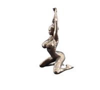 Black Brass Sexy Kneeling Posture Yoga Posture Beauty Female Girl Statue,Metal Yoga Nude Woman Sculpture Figurines Miniatures Body Art Crafts Desktop Car Ornaments