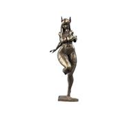 Black Brass Stocking Stiletto Beauty Female Body Art Miniatures Statue,Metal Standing Naked Woman Sculpture Desktop Home Car Decoration Collectible Figurines