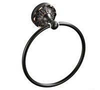 Black Brass Towel Ring With Antique Finish Wall Mounted Bathroom Bedroom Kitchen Accessory Robust Punching Model Screws Included Stylish Multi Purpose