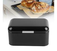 Black Bread Bins Metal Bread Box with Lid Large Bread Bin for Kitchen Countertop for Pastries Loaf (black)