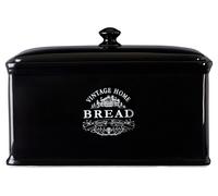 Black Bread Crock, Sturdy Ceramic Crock For Bread Storage With Lid, Glazed Stone Bread Crock For Loaves Premier Housewares Black One Size