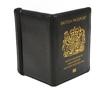 Black Britain Passport Cover with Elastic Belt Multicard Anti Theft Passport Wallet, Traveling Case for ID Card, PU Leather Certificate Bag
