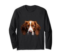 Black Brittany Spaniel Dog Brittany Face Long Sleeve T-Shirt