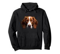 Black Brittany Spaniel Dog Brittany Face Pullover Hoodie