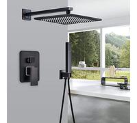 Black Bronze Shower Faucets Set Brass Rainfall Shower Head Single Handle Mixer Tap Bathroom Shower Bath Shower Set-12 inch 2Way,