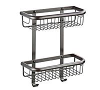 Black Bronze Square mesh Basket Toilet Black Antique Double-Layer Square Shelf, Black Antique