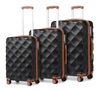 (Black/Brown, 20+24+28 lnch) 1 to 4 Pcs ABS Hard Shell Travel Suitcase with TSA Lock