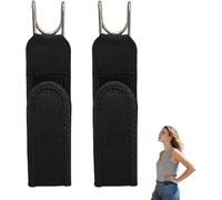 Black Brown 2PCS Metal Hook Elastic Belt No Buckle Belts For Men Buckless Tactical Belts Unisex Loops Waist Strap Tuck Adjustable Side Belt For Men Women UK Work Casual Business Travel Commuting Jeans