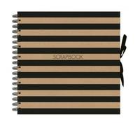 Black Brown Kraft Striped Spiral Bound Scrapbook Photo Album Square 40 Sheets 80 Sides Display Book