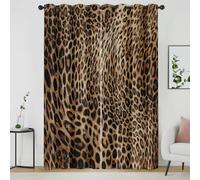 Black Brown Leopard Curtains, Cheetah Fur Pattern Blackout Curtains, Wild Animal Skin Eyelet Thermal Insulated Window Drapes 90 Inch Drop for Bedroom, Living Room, Home Decor, 90x90 Inch 2 Panels Et7