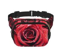 Black & Brown Leopard Fanny Pack for Women Men Fashion Waist Pack Adjustable Belt Bag for Workout Running Travelling Casual Waist Bag, Beautiful Red Rose, One Size