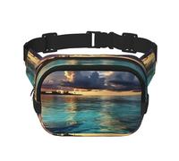 Black & Brown Leopard Fanny Pack for Women Men Fashion Waist Pack Adjustable Belt Bag for Workout Running Travelling Casual Waist Bag, Beautiful View Of The Sea, One Size