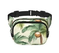 Black & Brown Leopard Fanny Pack for Women Men Fashion Waist Pack Adjustable Belt Bag for Workout Running Travelling Casual Waist Bag, Summer Coconut Tree, One Size