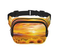 Black & Brown Leopard Fanny Pack for Women Men Fashion Waist Pack Adjustable Belt Bag for Workout Running Travelling Casual Waist Bag, Beautiful Sunflower Field Sunset, One Size
