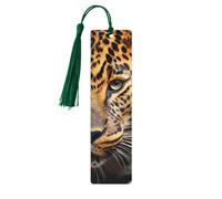 Black & Brown Leopard Wood Bookmark for Men Women Reading Wooden Bookmarks Unique Handmade Book Marks with Tassel Pendant Craft Bookmark for Book Lovers Birthday Teachers Gift