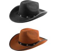 Black & Brown Star Studded Cowboy Hat Set