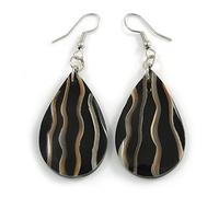 Black/Brown Teardrop Shape Sea Shell Earrings/60mm Long/Handmade/Slight Variation In Colour/Natural Irregularities