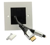 kenable BLACK BRUSH Faceplate for Cable Exit Wall Outlet UK Single Gang White