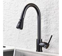 Black & Brushed el Kitchen Tap Faucet - Pull Down Sink Mixer with Spray & Stream, Deck Mounted Hot & Cold Water Spout, Modern Kitchen Faucet