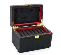 Black Brushed Leather Bracelet Storage Box, Vintage Jewelry Organizer with Necklace Hook Pocket Jewelry Display Case Gift wrapping(Nero)