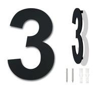 Black Brushed Modern House Number -4 Inch 102mm Height, Made of Solid 304 Stainless Steel, Floating Appearance and Easy to Install (Number 3 Three)