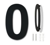 Black Brushed Modern House Number -4 Inch 102mm Height, Made of Solid 304 Stainless Steel, Floating Appearance and Easy to Install (Number 0 Zero)