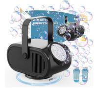 Black Bubble Machine, 90°/180°/360° Automatic Rechargeable Bubble Machine for Kids, 3 Speeds 22000+ Bubbles Per Minute for Kids Parties, Birthday, Wedding Scene, Camping