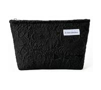 Black Bubble Rose Jacquard Makeup Bag, Cosmetics Storage, Travel Daily Use | Large, Metal Zipper, Pencil case, Portable Period Pouch, Gift for Women Girls, Beauty Organizer, Purse for Handbag