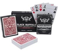Black Buffalo Playing Cards Plastic Waterproof Poker Cards - 4 Signs with Jumbo Index - Twin Pack Black and Red