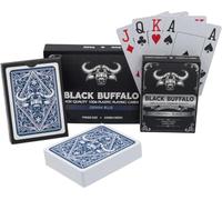 Black Buffalo Playing Cards Plastic Waterproof Poker Cards - 4 Signs with Jumbo Index - Twin Pack Black and Blue