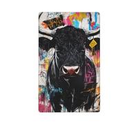 Black Bull Street Art Single Toggle Blank Wall Plate Light Switch Cover Decorative 1 Gang for Kitchen Room Bathroom Size 11.4x7cm