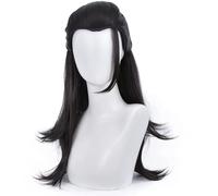 Black Bun Long Straight Cosplay Wig for Men Conventions Halloween Comic Con Party Japanese Popular Magic Battle Anime Heat Resistan Hair