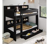 Black Bunk Bed with Storage Shelves and Drawer - Aire