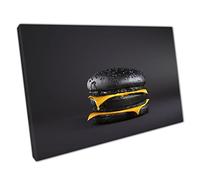 Black Burger With Melting Cheese Surrealism Food Concept Statement Food Photography Wall Art Print On Canvas Picture For Home Office Decor 30x20cm (12x8In)