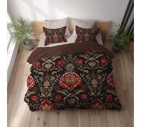 Black Burgundy Duvet Cover Set 3 Pcs - Hotel quality Fade resistant Soft Bedding & Pillow Cases Easy Care Duvet Cover For Bedroom - Victorian Vintage Floral Ornate (220 x 230 + 2 x 50 x 80
