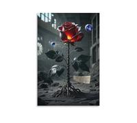 Black Burnt Rose 3D Paintings Modern Canvas Gothic Revival Prints Artwork Pictures on Wall Art for Home Office Decorations 08x12inch(20x30cm)