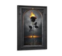 Black Burnt Rose 3D Wall Art Wall Modern Living Room Wall Decor Canvas Giclee Gothic Revival Wall Art Wall Pictures For Bedroom Office Decoration 20x30inch(50x75cm)