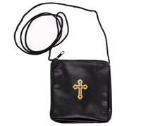 Black Burse Pyx Purse with Gold Cross | 4" x 4" with 36" Cord | Catholic Pyx Holder for Eucharistic Ministers | Communion Burse