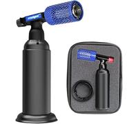 Black Butane Torch Lighter with Cover (Black-Stainless Steel) | Anti-burn Cover, Refillable Gas Kitchen Blow Torch, Adjustable Flame Guard, For BBQ, Camping, Cooking