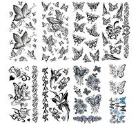 Black Butterflies Temporary Tattoos for Women Sexy 9 Pcs by Yesallwas,Waterproof long lasting Fake Tattoos Stickers for Arms Shoulders sexy body tattoos