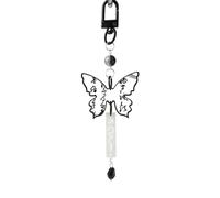 Black Butterfly Bead Pendant Phone Charm Hanging Rope Phone Chain Strap Bag Decoration Lanyards Keychain Accessories, cloth/feather, No Gemstone