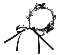 Black Butterfly Headband for Halloween Party Goth Floral Hair Ornament