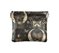 Black Butterfly Moon Phase Women's Leather Coin Change Purse Unique Mini Purse Wallet for Women Boys Girls