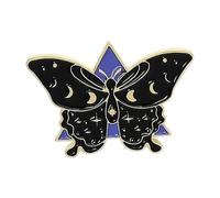 Black Butterfly Moth Brooch Lily of the Valley Tendrils Pin, Normal, Non-precious metal