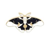 Black Butterfly Moth Brooch Lily of the Valley Tendrils Pin, Normal, Non-precious metal