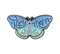 Black Butterfly Moth Brooch Lily of the Valley Tendrils Pin, Normal, Non-precious metal