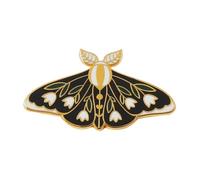Black Butterfly Moth Brooch Lily of the Valley Tendrils Pin, Normal, Non-precious metal